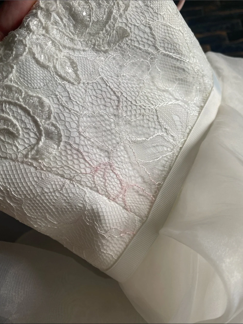 David's Bridal Girls Ivory Flower Girl Dress - Picture 5 of 8